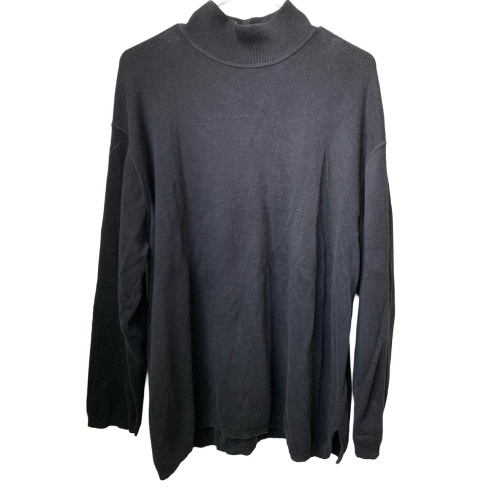 EDDIE BAUER Women’s Black Cotton Mock Neck Long Sleeve Sweater - Picture 1 of 6